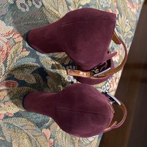 Aquatalia Plum Suede Stack Heels
